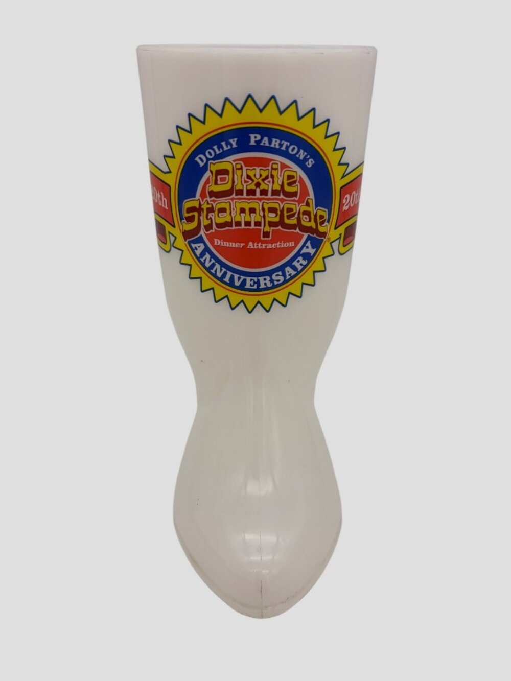 2007 Dolly Parton Dixie Stampede 20th Anniversary White Cowboy Boot Souvenir Mug